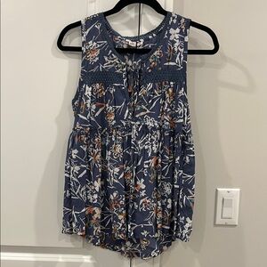 Floral Sleeveless Top - Blue